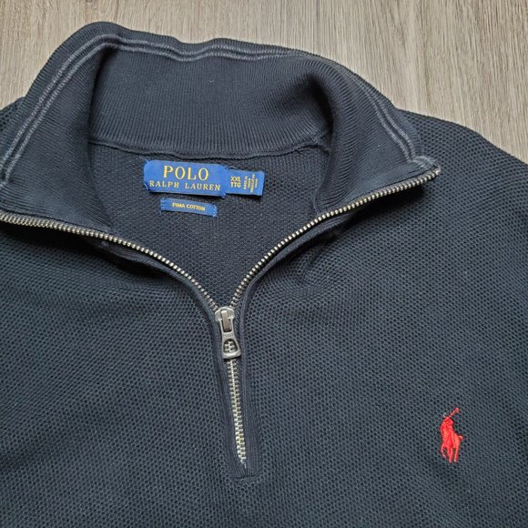 Polo Ralph Lauren Sweater Mens Large 1/4 Zip  Pullover Long Sleeve Black Pima - Picture 3 of 10